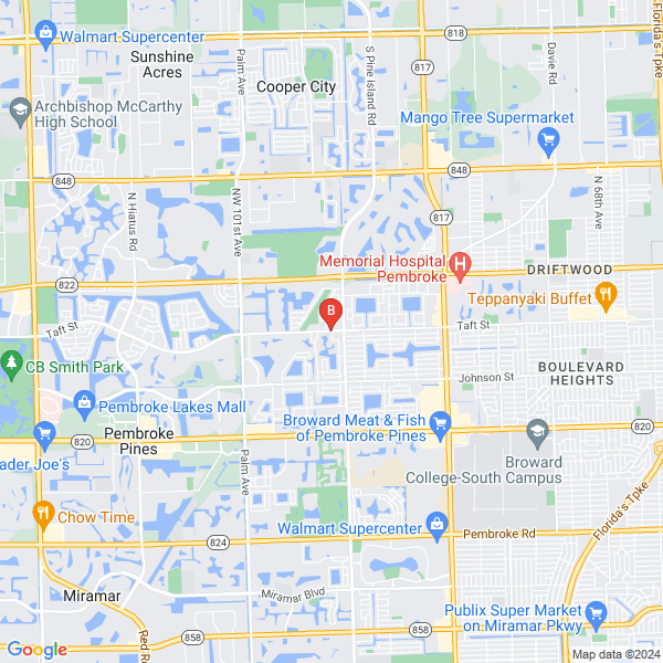 Acupuncture and Oriental Medicine at ACUMED USA location map: 8994 Taft Street, Pembroke Pines, Florida